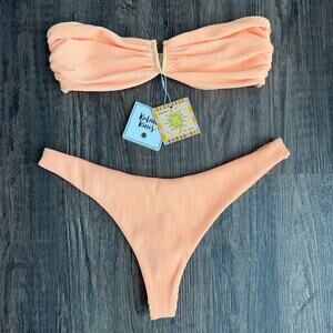 Kulani Kinis x Lexi Hidalgo Electric Sunshine Mango Ribbed Bikini Set Size XL